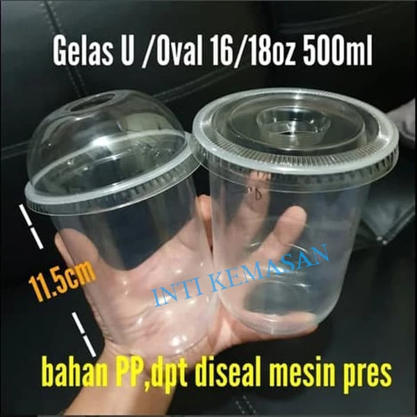 PLASTIK CUP OVAL / GELAS U / PLASTIK CUP 16 OZ / 8 Gram / GELAS BOBA / GELAS PLASTIK